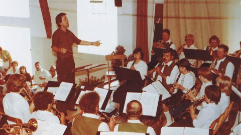 1979: gemeinsames Konzert der beiden Kapellen in der Ebersbacher Turnhalle | Foto: Archivfoto